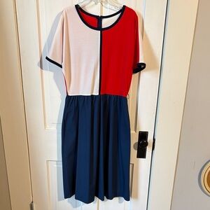 VTG Toni Todd Elegant Colorblock Dress -‎ Red, White, and Blue